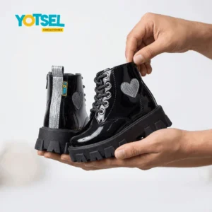 Bota Charol Diva Plata - Negro